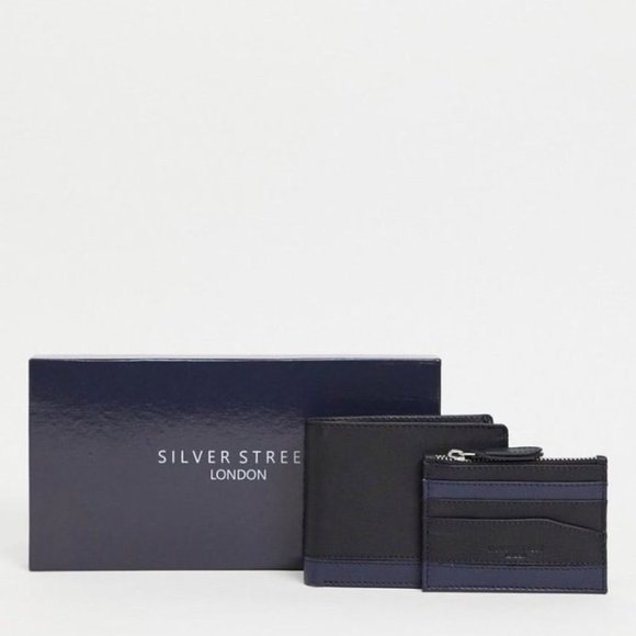 Silver Street leather wallet and card holder set NIB